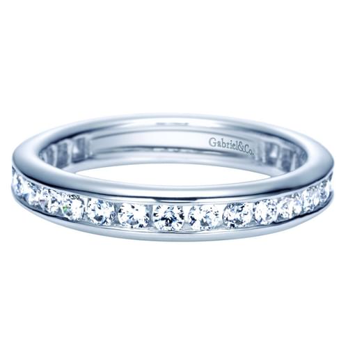 14K White Gold Channel Set Diamond Eternity Band