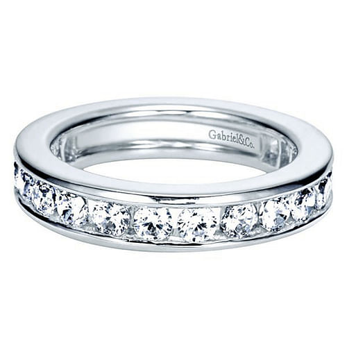 14K White Gold Channel Set Diamond Eternity Band