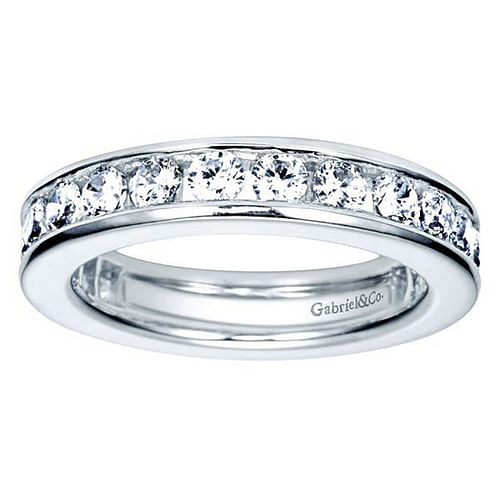 14K White Gold Channel Set Diamond Eternity Band