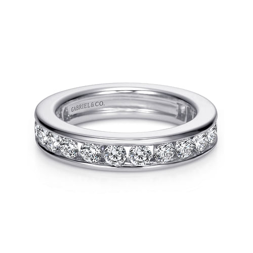 14K White Gold Channel Set Diamond Eternity Band