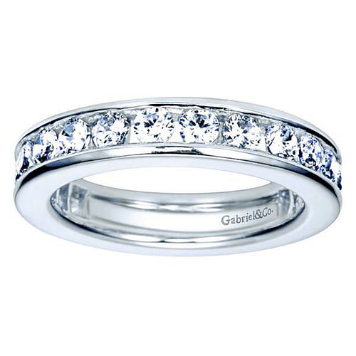 14K White Gold Channel Set Diamond Eternity Band