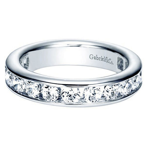 14K White Gold Channel Set Diamond Eternity Band
