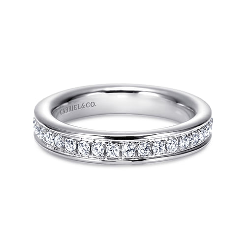 14K White Gold Channel Set Diamond Eternity Band