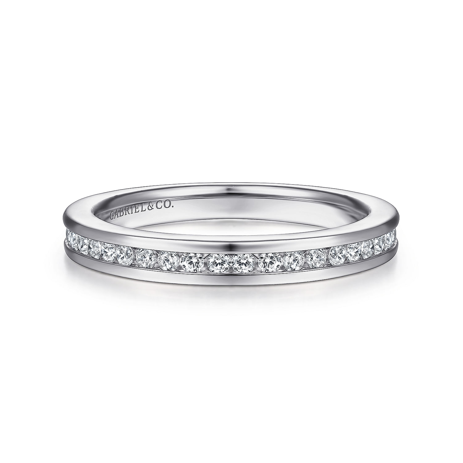 14K White Gold Channel Set Diamond Stackable Ring