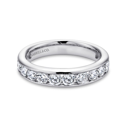 14K White Gold Channel Set Diamond Wedding Band