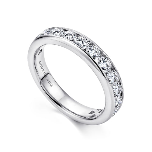 14K White Gold Channel Set Diamond Wedding Band