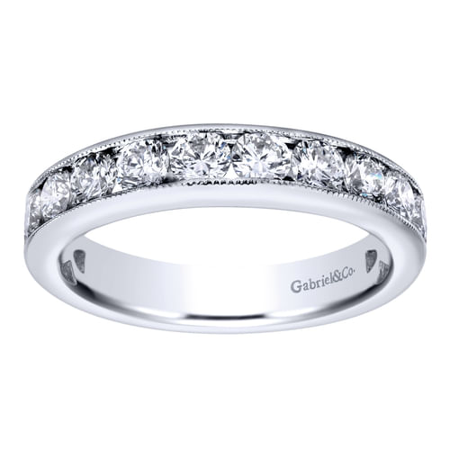 14K White Gold Channel Set Diamond Wedding Band