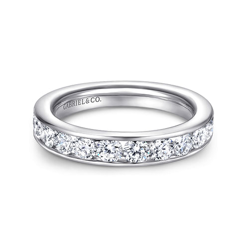 14K White Gold Channel Set Diamond Wedding Band