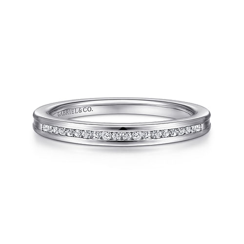 14K White Gold Channel Set Diamond Wedding Band