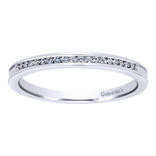 14K White Gold Channel Set Diamond Wedding Band