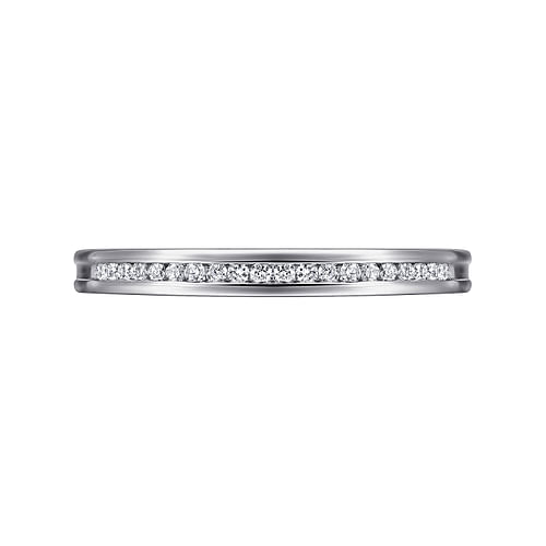 14K White Gold Channel Set Diamond Wedding Band