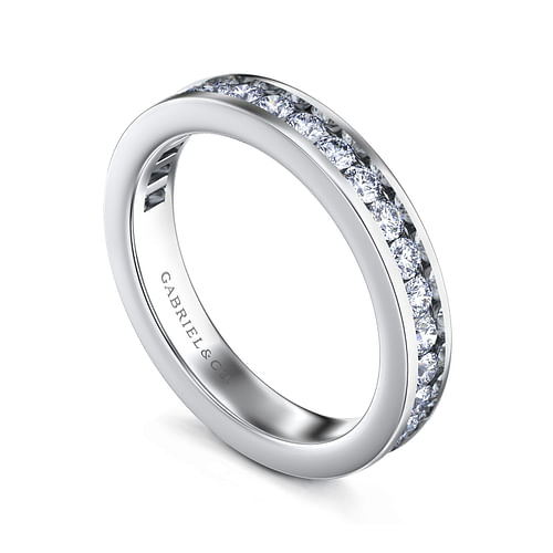 14K White Gold Channel Set Diamond Wedding Band