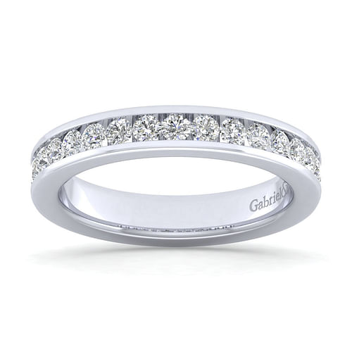 14K White Gold Channel Set Diamond Wedding Band