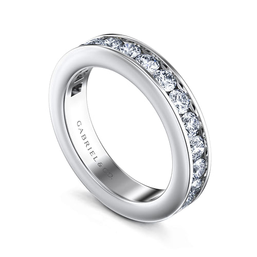 14K White Gold Channel Set Diamond Wedding Band