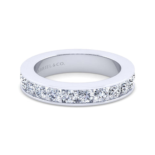 14K White Gold Channel Set Diamond Wedding Band