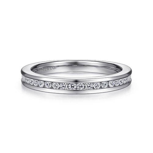 14K White Gold Channel Set Diamond Wedding Band