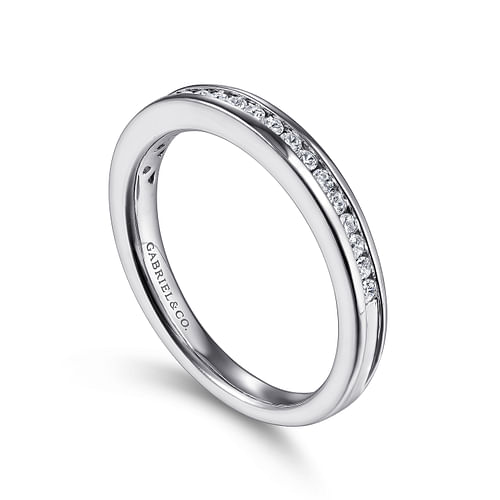 14K White Gold Channel Set Diamond Wedding Band