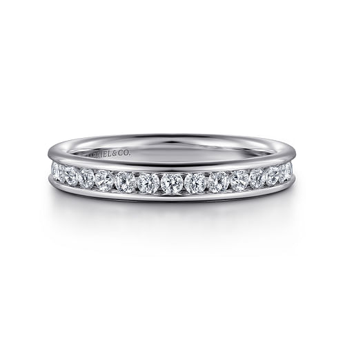 14K White Gold Channel Set Diamond Wedding Band