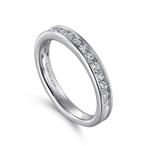 14K White Gold Channel Set Diamond Wedding Band