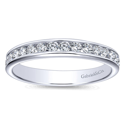 14K White Gold Channel Set Diamond Wedding Band