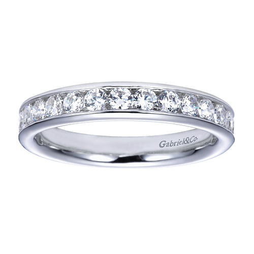 14K White Gold Channel Set Diamond Wedding Band