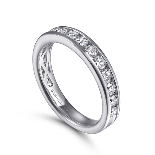 14K White Gold Channel Set Diamond Wedding Band