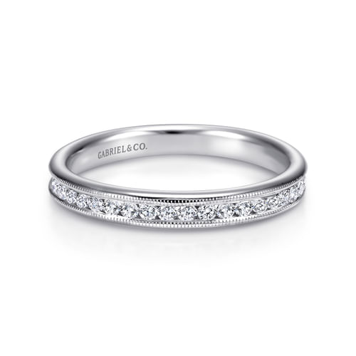 14K White Gold Channel Set Diamond Wedding Band