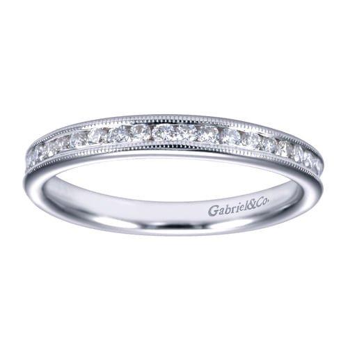 14K White Gold Channel Set Diamond Wedding Band