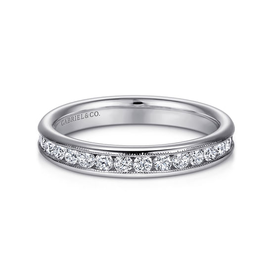 Gabriel - 14K White Gold Channel Set Diamond Wedding Band