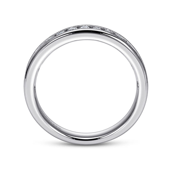 14K White Gold Channel Set Diamond Wedding Band angle 2