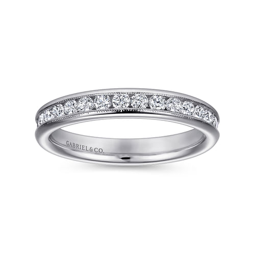 14K White Gold Channel Set Diamond Wedding Band