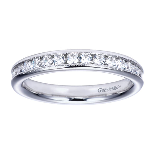 14K White Gold Channel Set Diamond Wedding Band