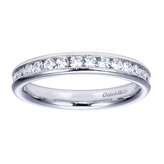 14K White Gold Channel Set Diamond Wedding Band angle 5