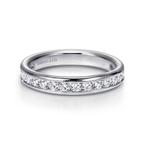 14K White Gold Channel Set Diamond Wedding Band