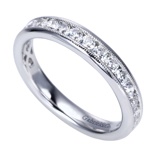14K White Gold Channel Set Diamond Wedding Band