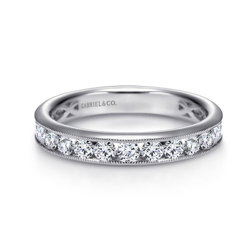 14K White Gold Channel Set Diamond Wedding Band