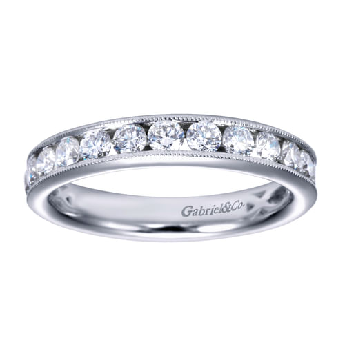 14K White Gold Channel Set Diamond Wedding Band