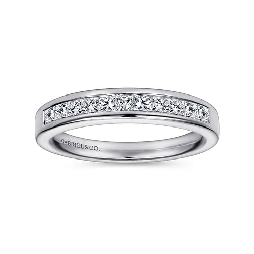 14K White Gold Channel Set Princess Cut 11 Stone Diamond Anniversary Band