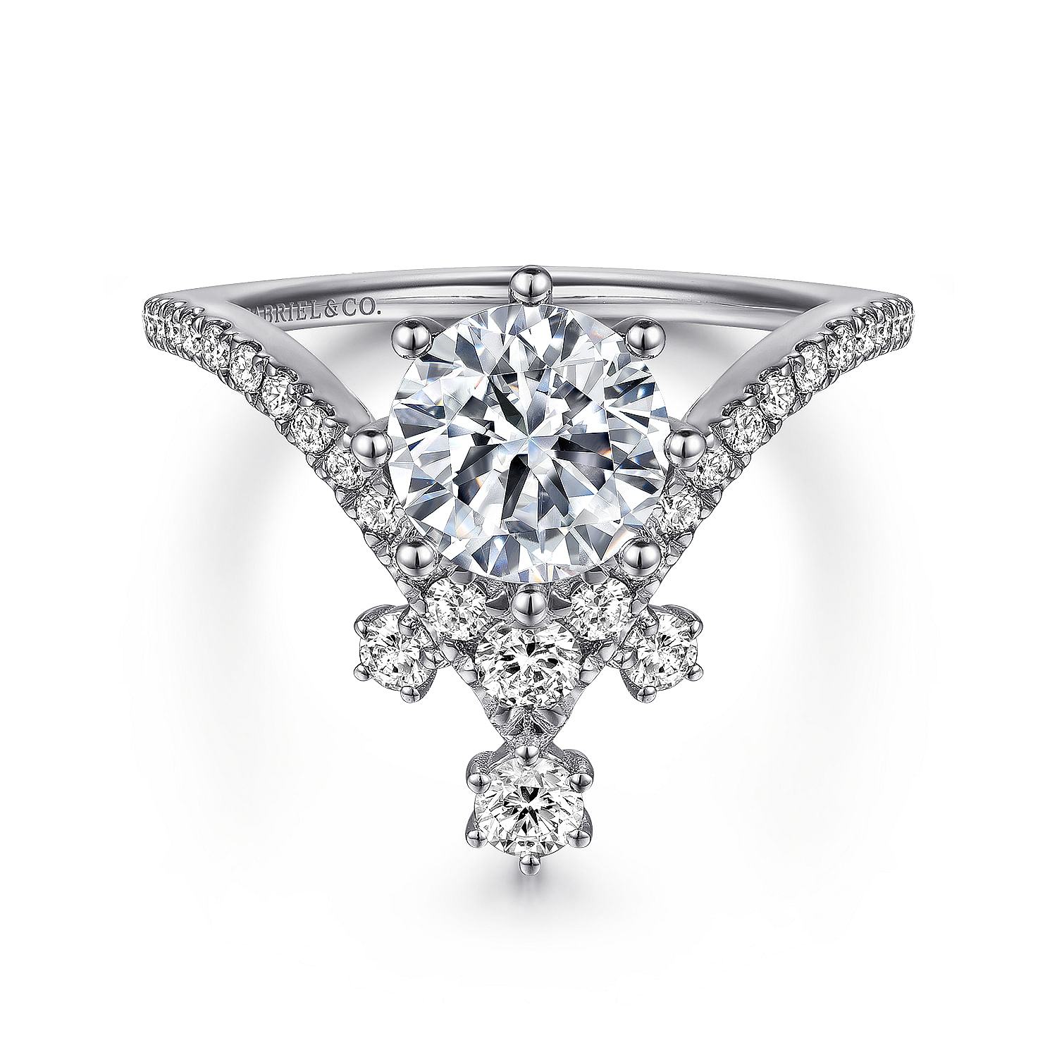 Gabriel - 14K White Gold Chevron Diamond Engagement Ring