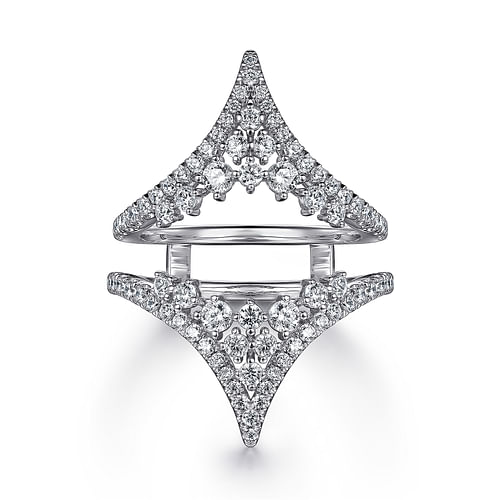 14K White Gold Chevron Diamond Ring Enhancer