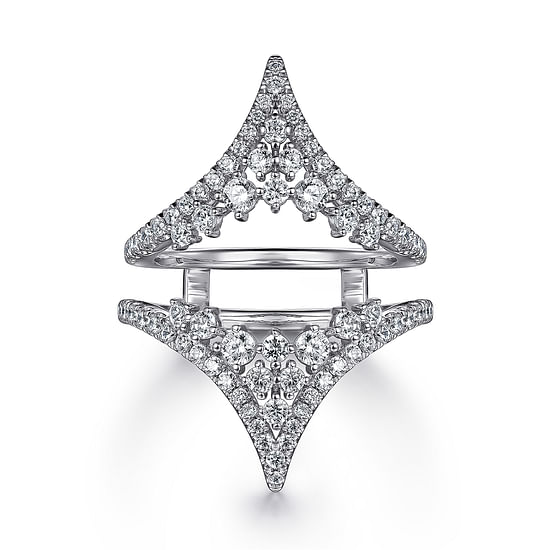 Gabriel - 14K White Gold Chevron Diamond Ring Enhancer