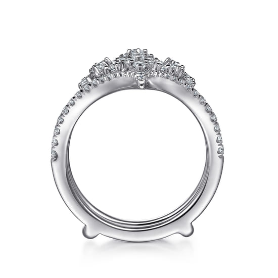 14K White Gold Chevron Diamond Ring Enhancer angle 2