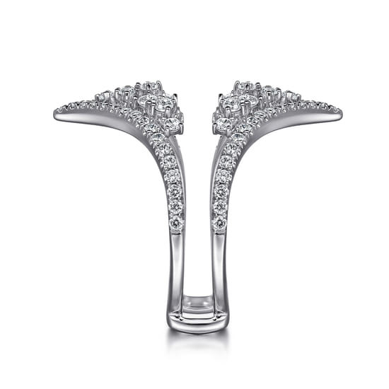 14K White Gold Chevron Diamond Ring Enhancer angle 4