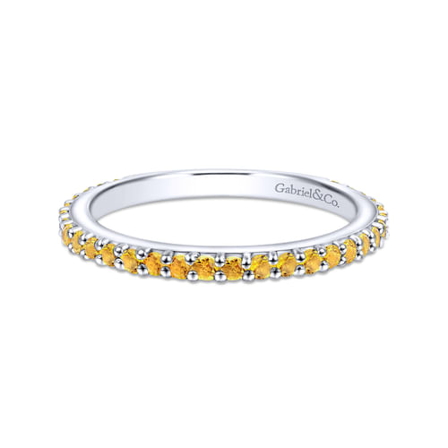14K White Gold Citrine Stackable Ladies Ring