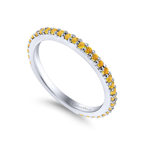 14K White Gold Citrine Stackable Ladies Ring