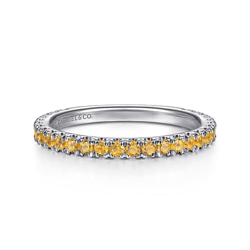 14K White Gold Citrine Stackable Ring