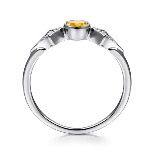 14K White Gold Citrine and Diamond Promise Ring 14K White Gold Citrine and Diamond Promise Ring