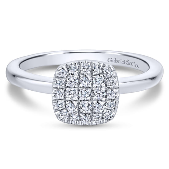 Gabriel - 14K White Gold Classic Cushion Shape Diamond Pavé Ring