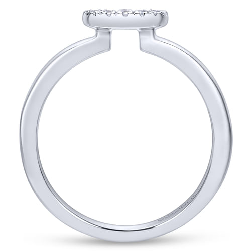 14K White Gold Classic Cushion Shape Diamond Pavé Ring