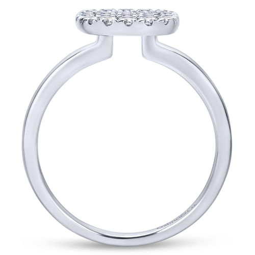 14K White Gold Classic Cushion Shape Diamond Pavé Ring